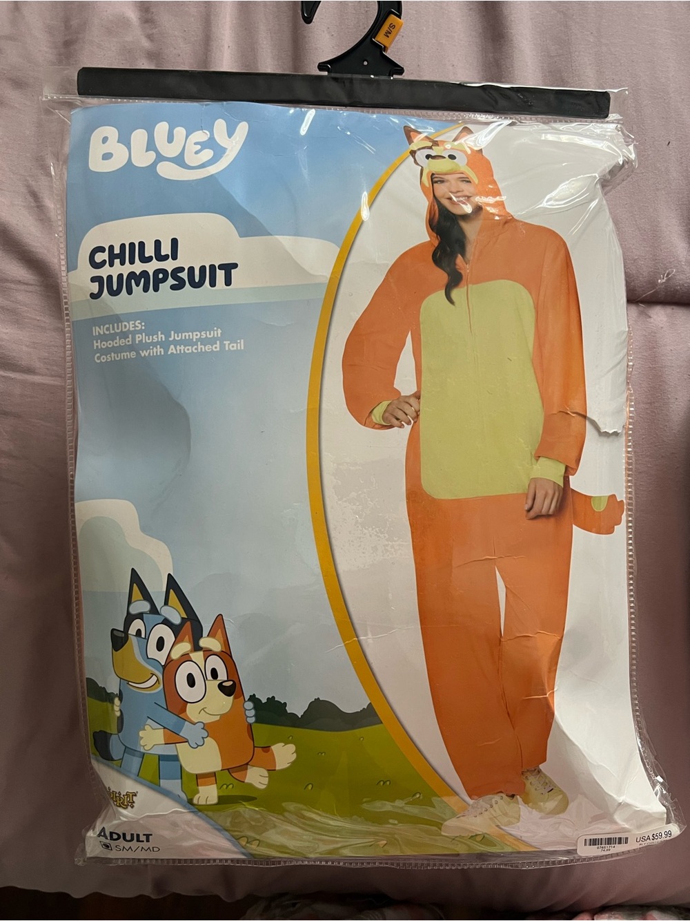 Chilli Women's Orange Plush Hooded Jumpsuit Pajama